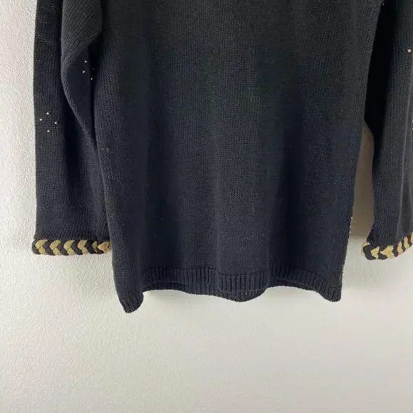 VTG Eagles Eye Sweater Womens Medium Ramie Embroidered Beaded Holiday Hong Kong - Picture 11 of 13